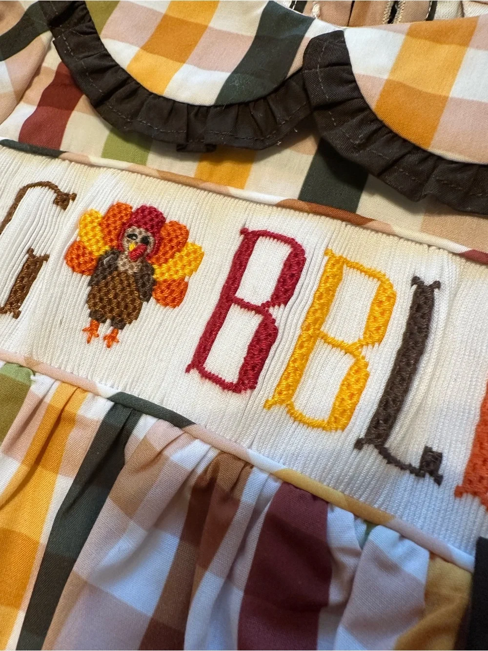 9M Thanksgiving Gobble Bubble with Peter Pan Collar - Smockingbird